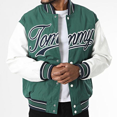 Tommy Jeans - Giacca Teddy Letterman 7880 Verde Bianco