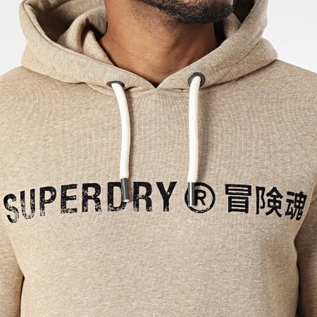 Superdry - Sudadera con capucha Workwear Logo Vintage M2013143A Beige Chiné