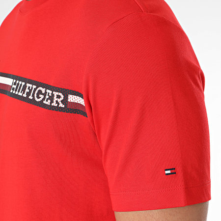 Tommy Hilfiger - Monotipo Camiseta a rayas en el pecho 3688 Rojo