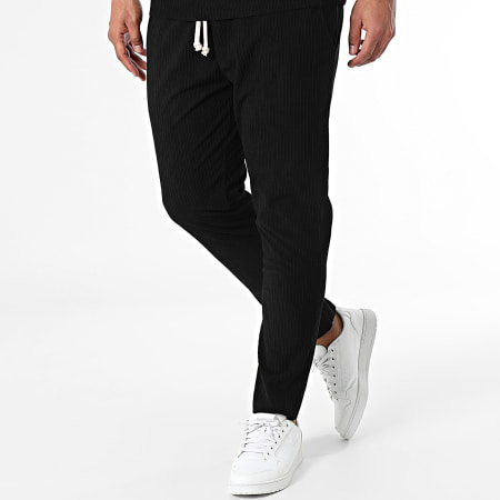 Frilivin - Set di maglietta a maniche lunghe e pantaloni da jogging neri