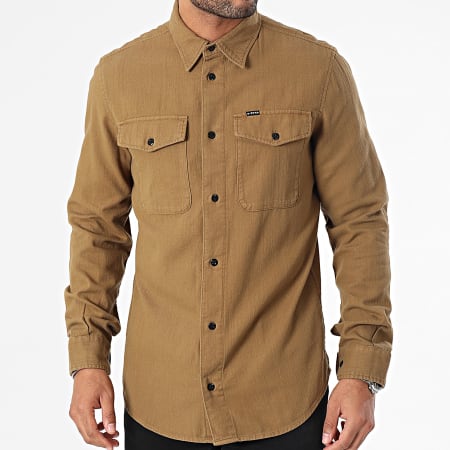 G-Star - Chemise Manches Longues Marine D20165-7647 Camel