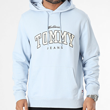 Tommy Jeans - Felpa con cappuccio Regular Varsity 8401 Azzurro