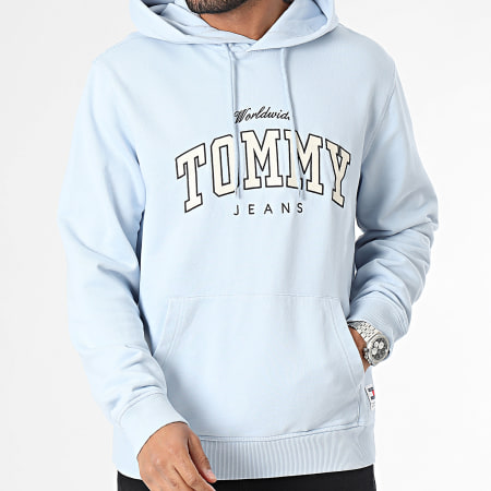 Tommy Jeans - Sweat Capuche Regular Varsity 8401 Bleu Clair