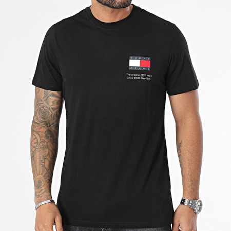 Tommy Jeans - Tee Shirt Slim Essential Flag 8263 Noir