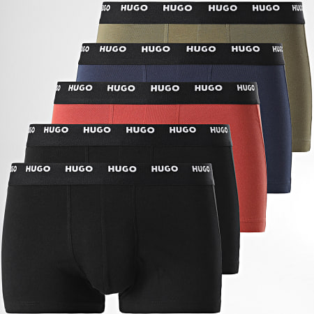 HUGO - Confezione da 5 boxer 50479944 Nero Verde Khaki Blu Navy