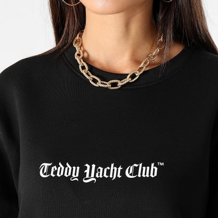 Teddy Yacht Club - Sudadera de cuello redondo para mujer de la serie Art Dripping Pink Negro