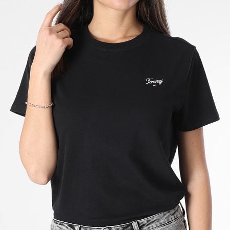 Tommy Jeans - Camiseta Regular Cuello Redondo Mujer Script 7367 Negro