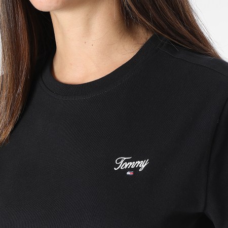Tommy Jeans - Camiseta Regular Cuello Redondo Mujer Script 7367 Negro