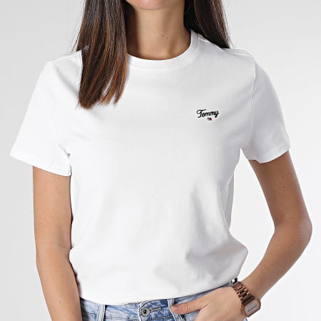 Tommy Jeans - Camiseta cuello regular mujer Script 7367 Blanco