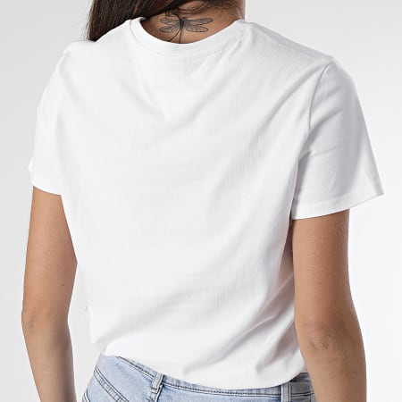Tommy Jeans - T-shirt donna a collo regolare Script 7367 Bianco