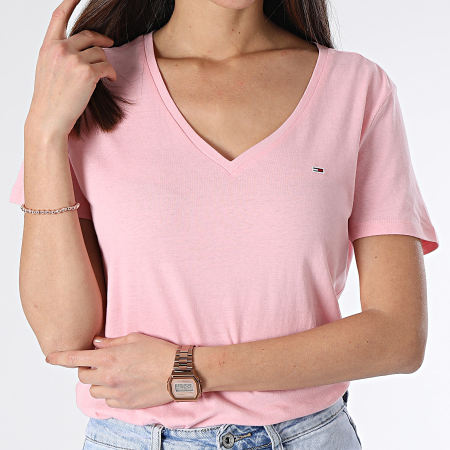 Tommy Jeans - Set di 2 camicie da donna slim 1458 bianco rosa