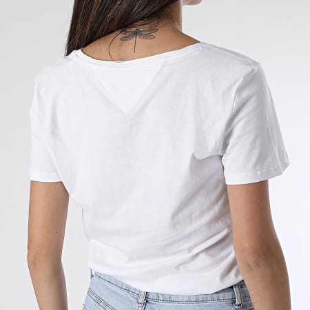 Tommy Jeans - Juego De 2 Camisetas Slim Mujer 1458 Blanco Rosa