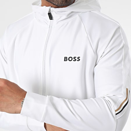 BOSS - Sicon Felpa con cappuccio e zip 50506162 Bianco