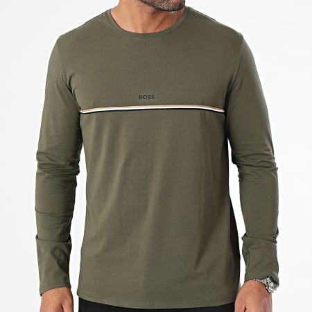 BOSS - Unique Tee Shirt a maniche lunghe 50509311 Verde cachi