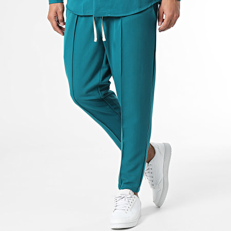 Frilivin - Conjunto de camisa de manga larga y pantalón azul pato