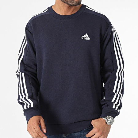 Adidas Sportswear - Felpa girocollo 3 strisce IJ6469 blu navy