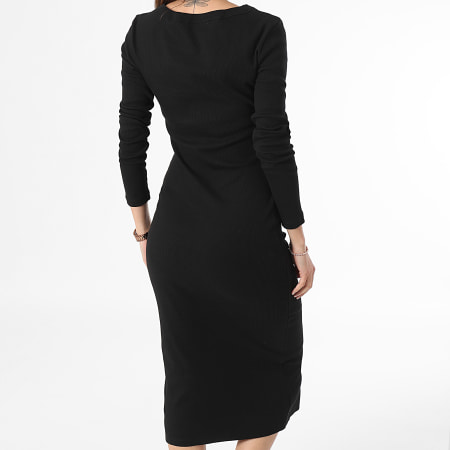 Vestido Negro Calvin Klein Mujer Vestido De Manga Larga Para Mujer 2517  Negro