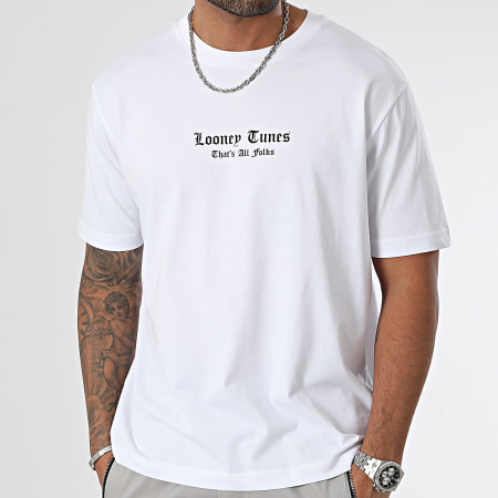Looney Tunes - Camiseta Oversize Large Taz Graffiti Gris Blanco