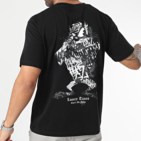 Looney Tunes - Camiseta Oversize Large Taz Graffiti Gris Negro