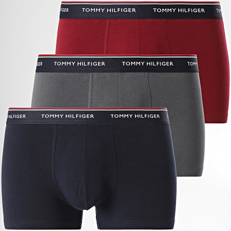 Tommy Hilfiger - Lot De 3 Boxers Premium Essentials 3842 Bleu Marine Gris Bordeaux