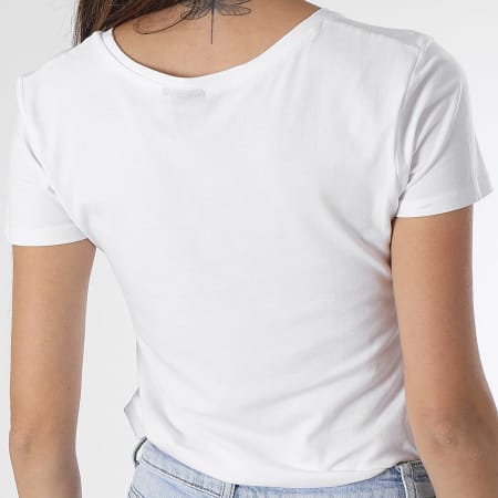 Kaporal - Tee Shirt Col V Femme Lion Blanc Doré