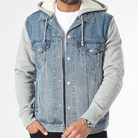 Levi s A0632 Giacca di jeans con cappuccio in denim blu grigio scuro Ryses