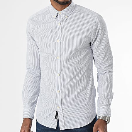 Only And Sons - Chemise Manches Longues A Rayures Sky Life Blanc