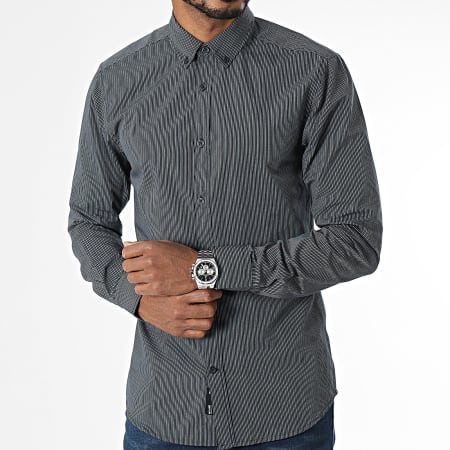 Only And Sons - Camicia a righe a manica lunga in stile navy