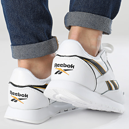 Reebok - Zapatillas de mujer Classic Leather 100070186 Footwear White Core Black Team Yellow