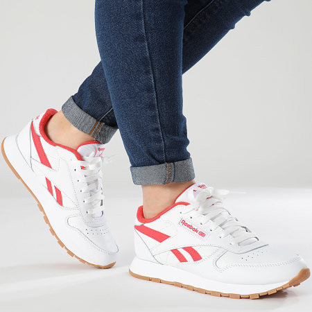 Reebok - Sneakers donna Classic Leather 100033587 Cherry Footwear White Reebok Rubber Gum