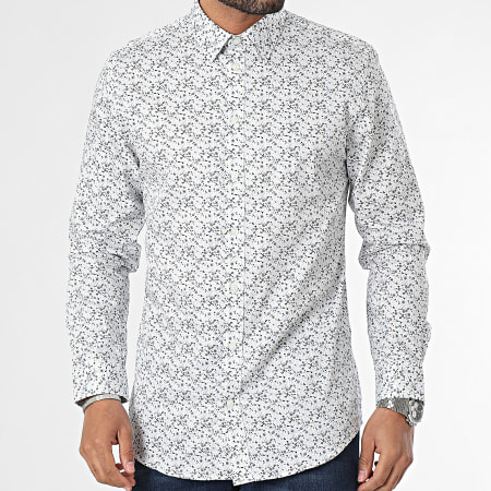 Selected - Chemise Manches Longues Slim Soho Blanche Blanc Floral