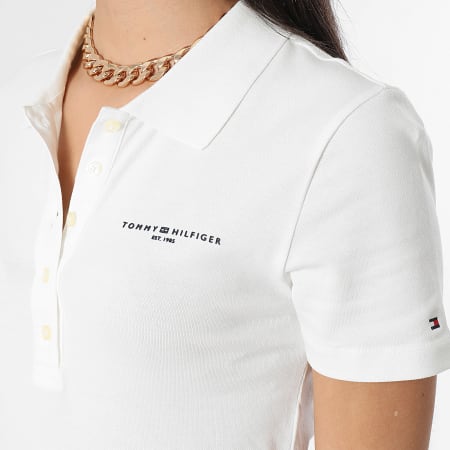 Tommy Hilfiger - Polo Manches Courtes Slim Mini Corp Logo 1032 Blanc