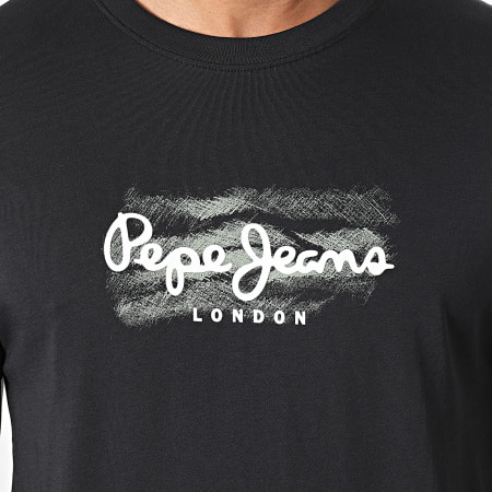 T-shirt Pepe Jeans Homme, Taille M, Noir, Logo Imprimé, Manches Courtes, Coton, Très Bon état