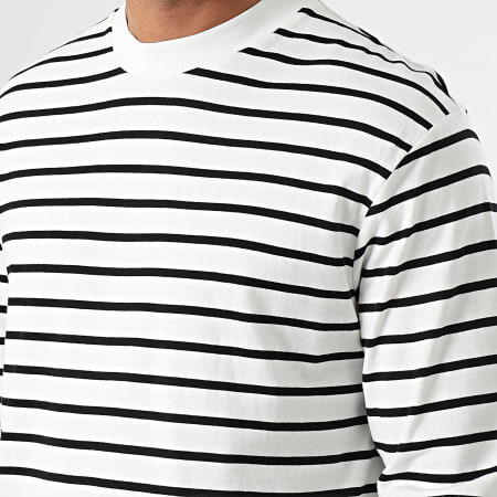 Tom Tailor - Tee Shirt Manches Longues A Rayures 1039590-XX-12 Blanc Noir