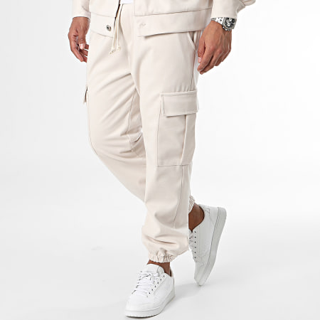 Uniplay - Conjunto de sobrecamisa y pantalón cargo beige claro