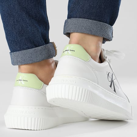 Calvin Klein - Baskets Femme Chunky Cupsole Lace Up Mono 0823 Bright White Exotic Mint