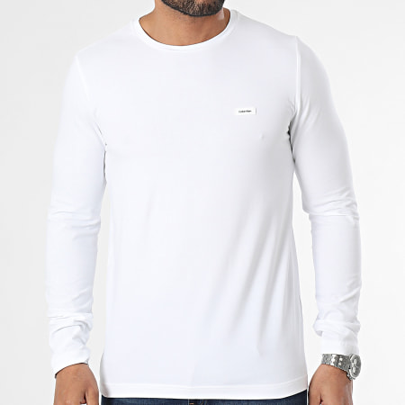 Calvin Klein - Tee Shirt Manches Longues Slim Stretch 2725 Blanc