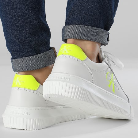 Calvin Klein - Donna Chunky Cupsole Lace Up Mono 0823 Bright White Safety Yellow Sneakers