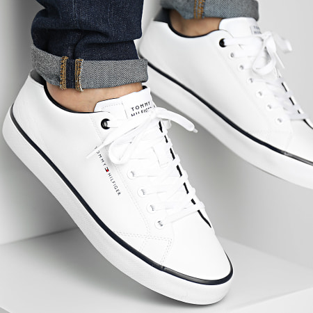 Tommy Hilfiger - Zapatillas Vulcan Core Low Leather Essential 5041 Blanco