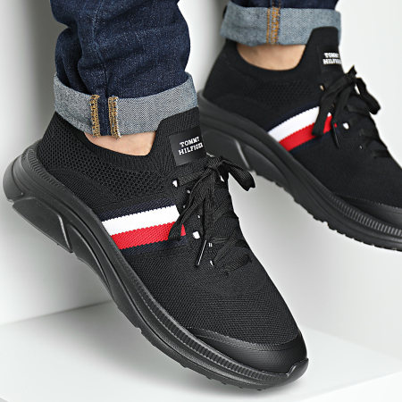 Tommy Hilfiger - Sneakers Modern Runner Knit Stripes Essential 4798 Nero