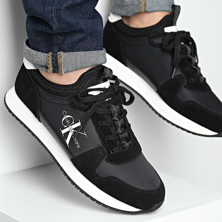 Calvin Klein - Sneakers Runner Sock Laceup 0553 nero bianco brillante