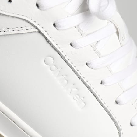 Calvin Klein - Sneakers Low Top Lace Up Pelle 1455 Bianco Grigio Piuma