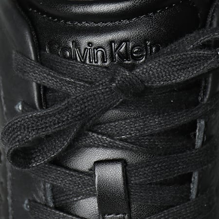 Calvin Klein - Zapatillas Low Top Lace Up Cuero 1455 Triple Negro