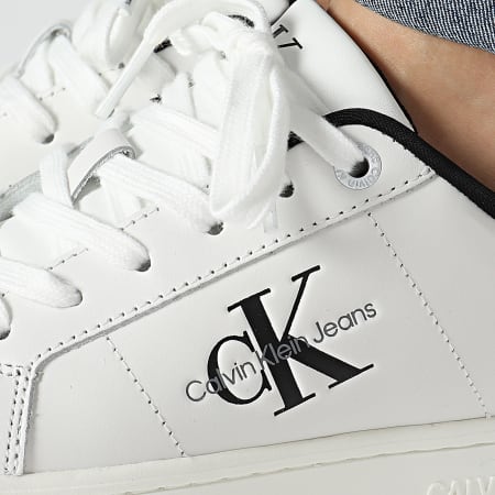Calvin Klein - Classic Cupsole Low Laceup Piel 1444 Bright White Black Zapatillas Mujer