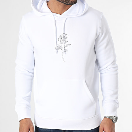 Luxury Lovers - Sweat Capuche White Eclipse Barbed Outline Blanc Noir