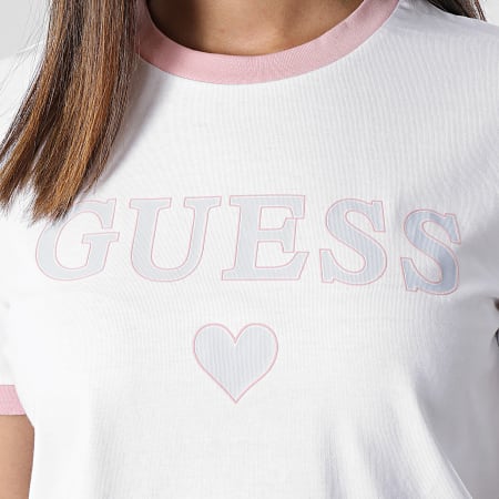 Guess - Camiseta de mujer con cuello redondo V4RI04-K8FQ4 Blanca