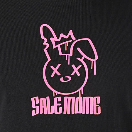 Sale Môme Paris - Tee Shirt Manches Longues Lapin King Noir Rose Fluo