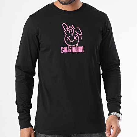Sale Môme Paris - Camiseta manga larga Rabbit King Negro Rosa Fluo