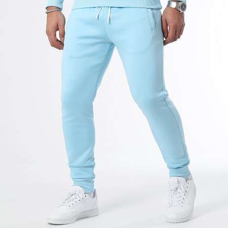 LBO - 0151 Set di pantaloni da jogging e felpa con cappuccio blu chiaro