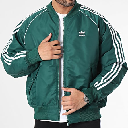 Adidas Originals - Veste Bomber A Bandes HZ0693 Vert Blanc